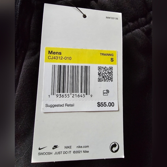 NWT Nike Men's Dri-Fit Tapered Fleece Black Training Jogger Pants Small - Picture 7 of 9